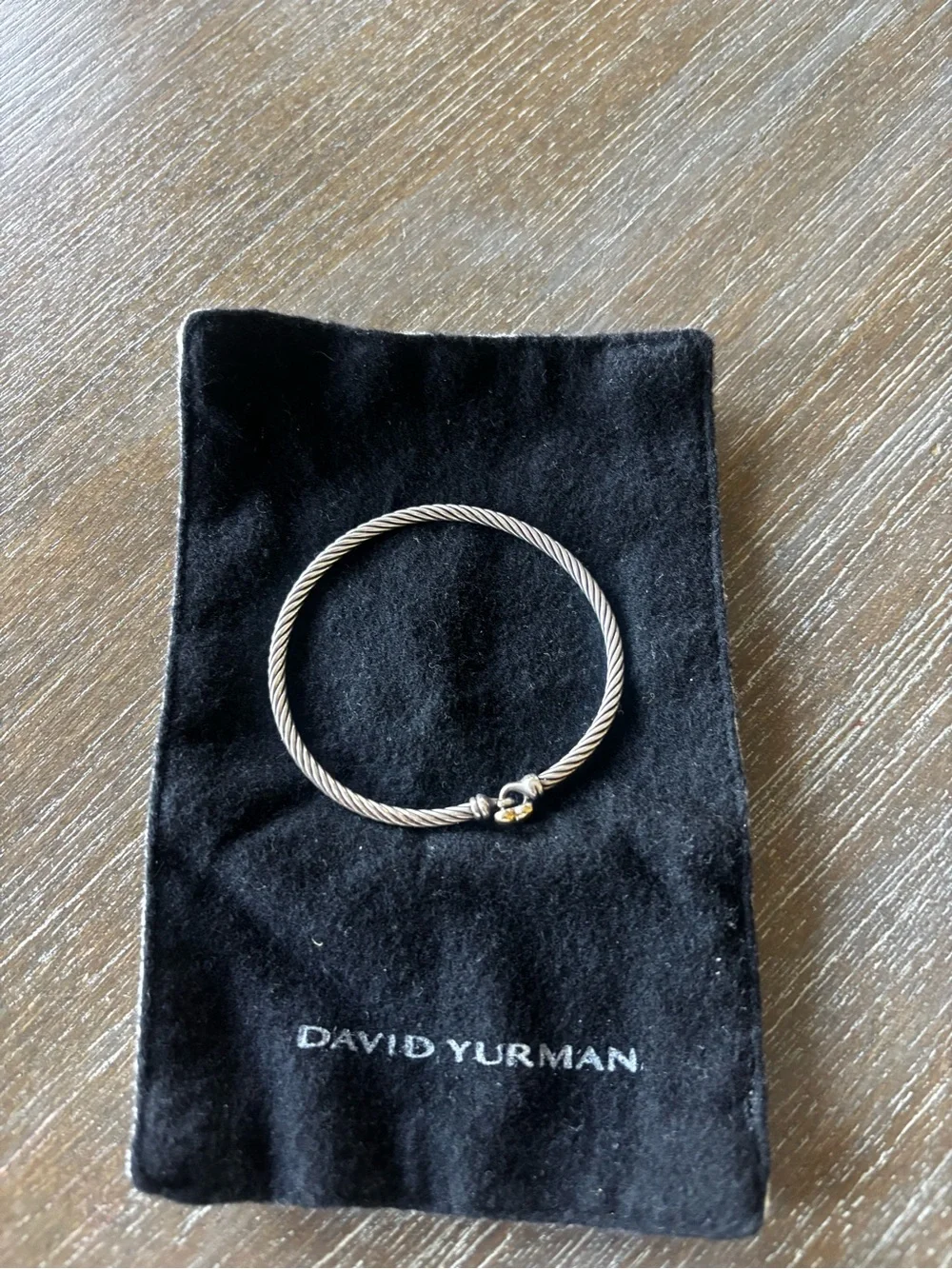 David Yurman Silver Cable Bracelet with Gold Accent